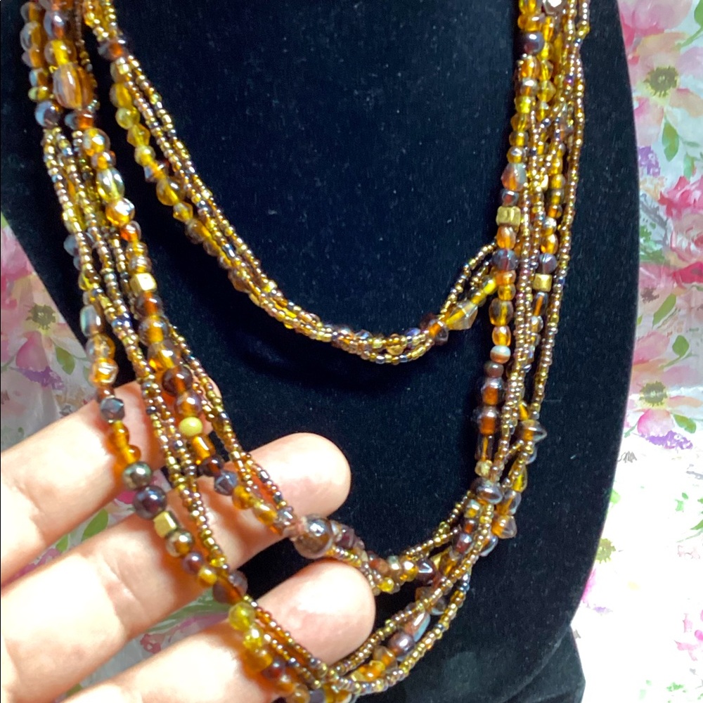Beautiful Long loop amber color necklace